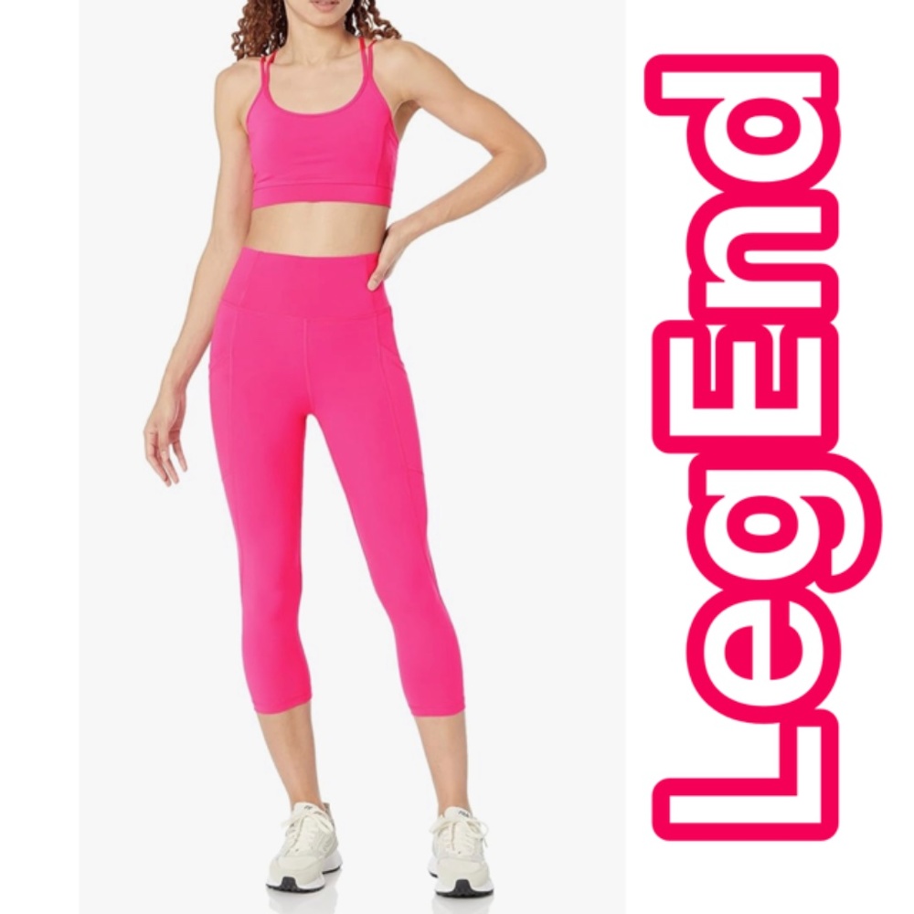 NWT LEGEND HIGH WAISTED LACE-UP POCKET CAPRI LEGGINGS in MAGENTA PINK